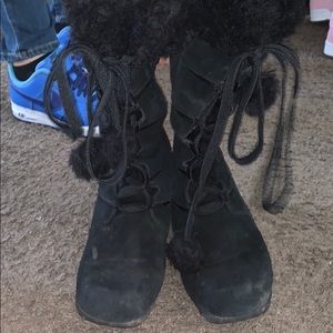 black fashion snow boots